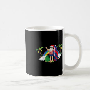 Taza De Café Santa Surfing Navidad En Julio Verano Tropical Be