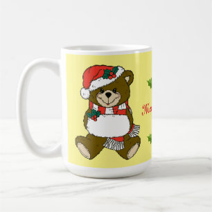 Taza De Café Santa Teddy Bear Navidades Arte Animal