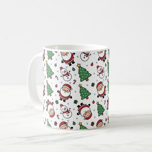 Taza De Café Santa, Tree & Snowman Christmas Mug (Anverso izquierdo)