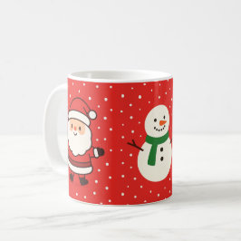 Taza De Café Santa, Tree & Snowman Christmas Mug