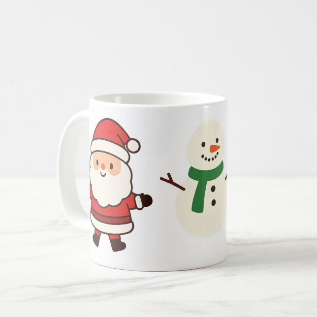 Taza De Café Santa, Tree & Snowman Christmas Mug (Anverso izquierdo)
