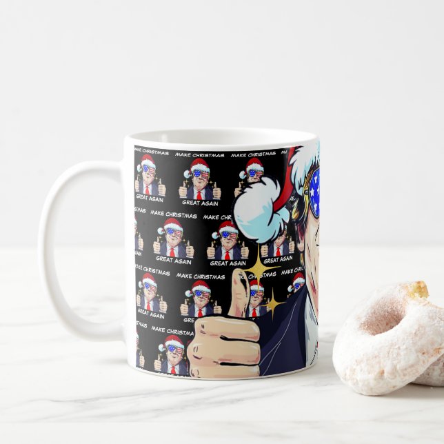 Taza De Café Santa Trump vuelve a hacer grandes Navidades (Con donut)