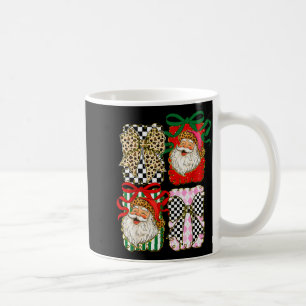 Taza De Café Santa Vintage Coqueta Lazo Leopardo Preppy Navidad