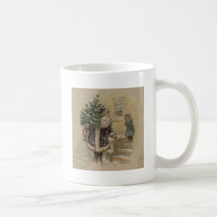 Taza De Café Santa Vintage Nieve Árbol de Navidad