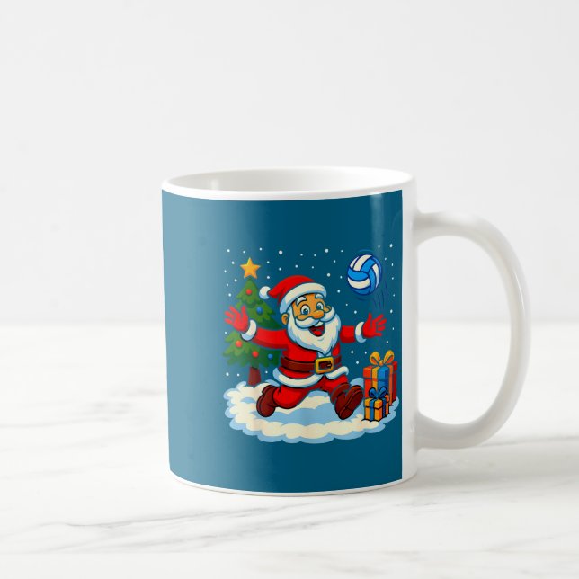Taza De Café Santa Volleyball Playing Srt Christmas Tree Xmas P (Derecha)