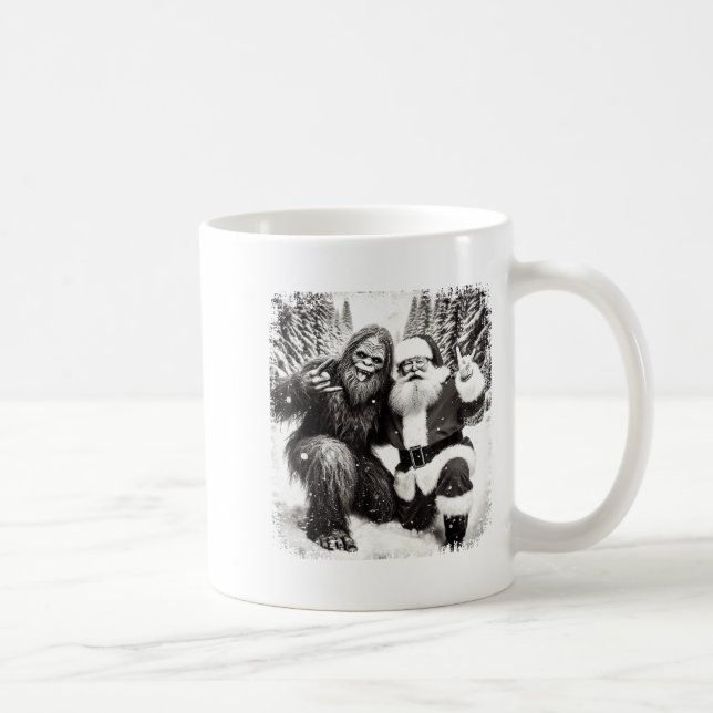 Taza De Café Santa With Bigfoot Christmas Lights Funny Sasquatc (Derecha)