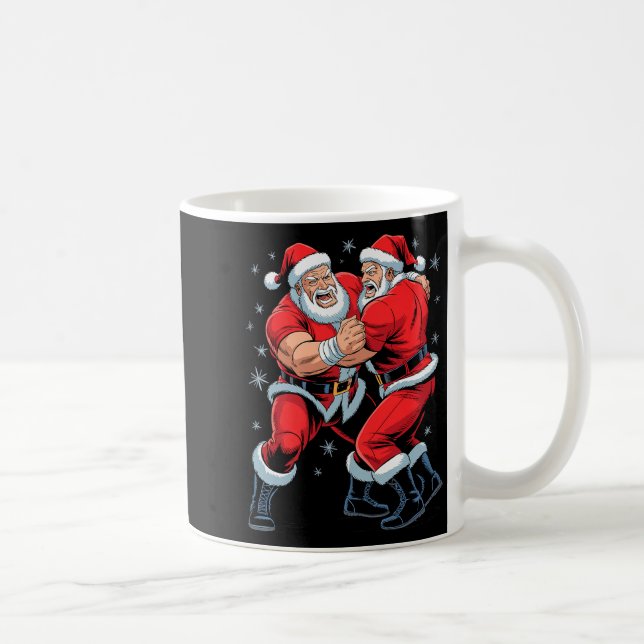 Taza De Café Santa Wrestling Lover Funny Wrestler Xmas Christma (Derecha)