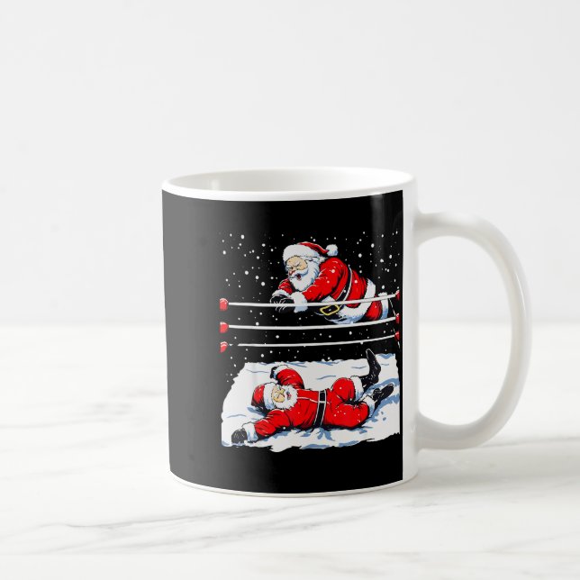 Taza De Café Santa Wrestling Lover Wrestler Christmas Xmas Paja (Derecha)
