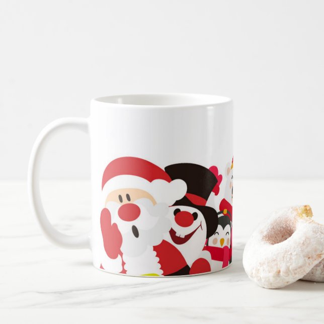 Taza De Café Santa y amigos Navidades Mug (Con donut)