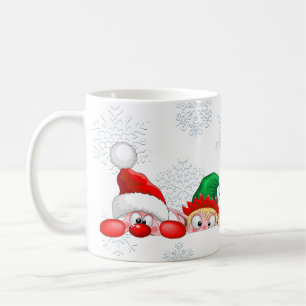 Taza De Café Santa y elfo Personajes divertidos y adorables que
