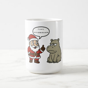 Taza De Café Santa y hipopótamo divertidos y lindos de Navidad