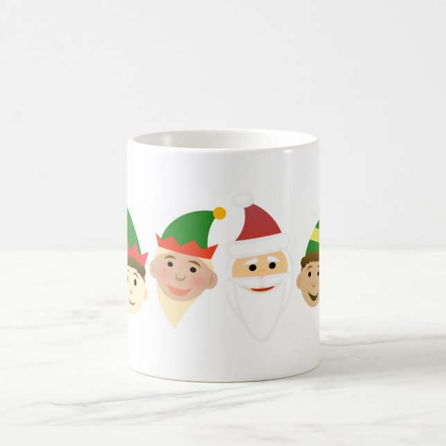 Taza De Café Santa y los Navidades elfos festejan café (Centro)