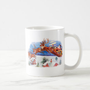 Taza De Café Santa y su reno del vuelo