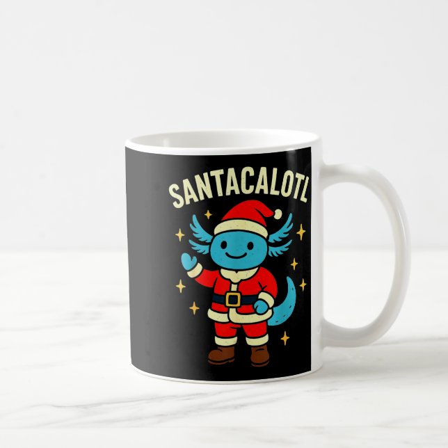 Taza De Café Santacalotl Santa Claus Cute Blue Axolotl New Year (Derecha)