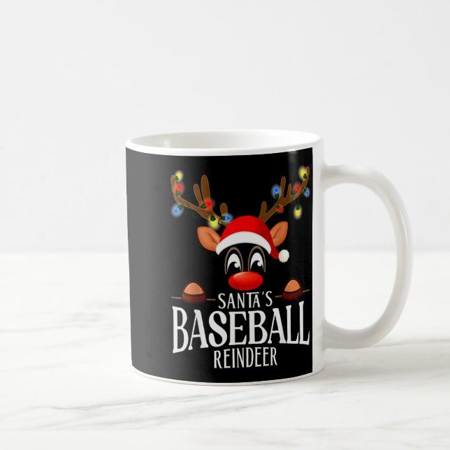 Taza De Café Santa's Baseball Reindeer Funny Xmas Matching Pjs  (Derecha)