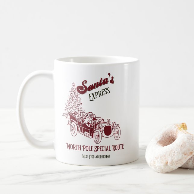 Taza De Café Santa's Express Vitange Christmas (Con donut)