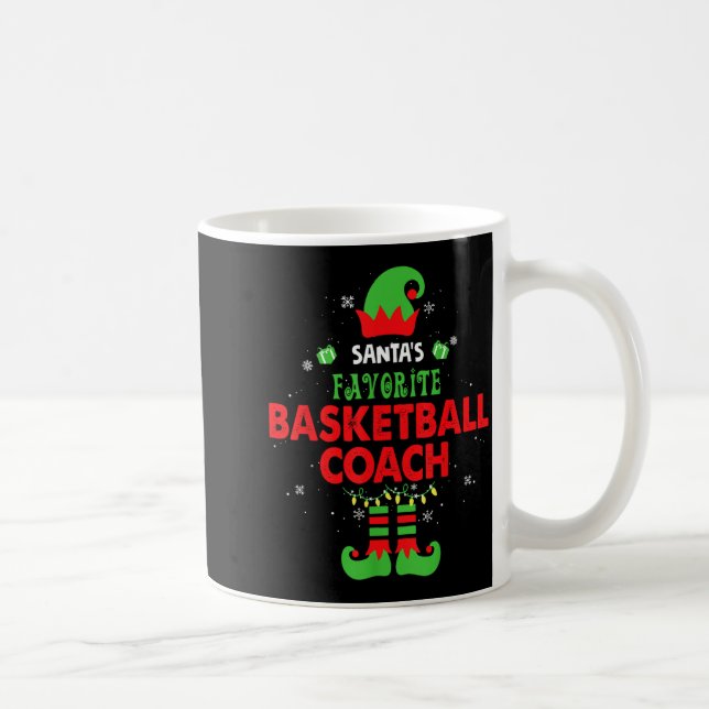 Taza De Café Santa's Favorite Basketball Coach Funny Elf Family (Derecha)