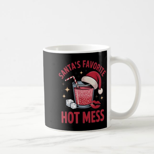 Taza De Café Santa's Favorite Hot Mess Christmas Funny Margarit (Derecha)
