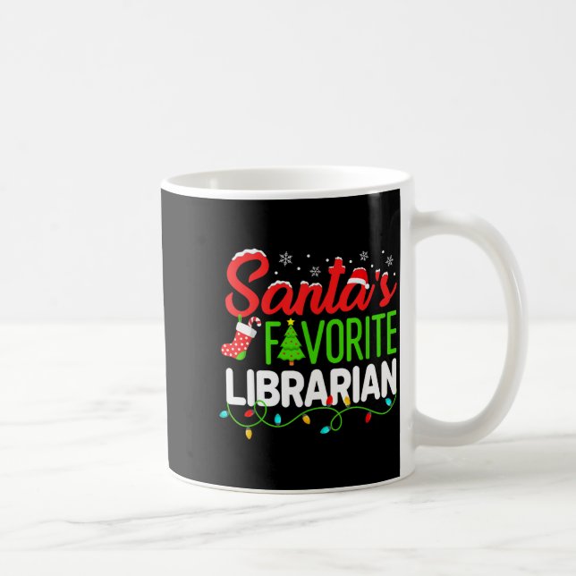 Taza De Café Santa's Favorite Librarian Christmas Library Book  (Derecha)