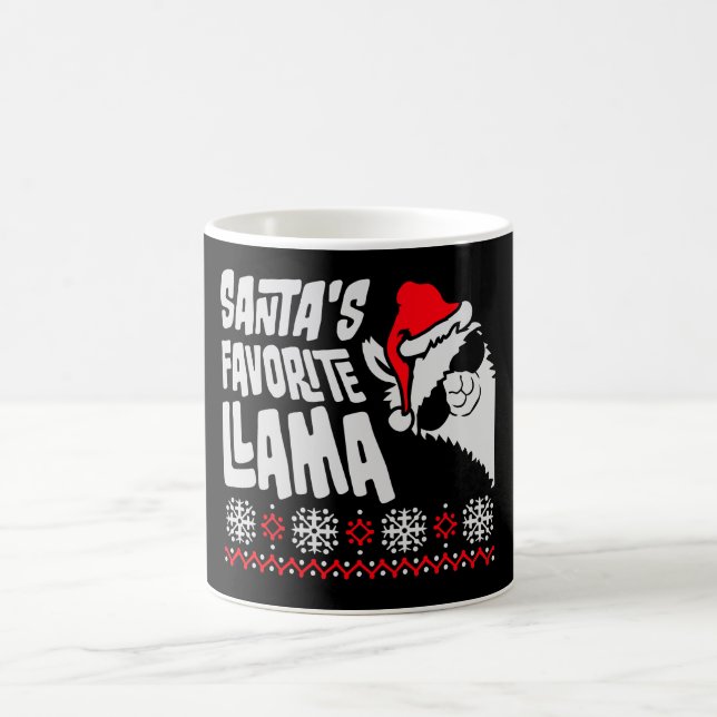 Taza De Café Santa's Favorite Llama Cool Sunglasses Side XMas (Centro)