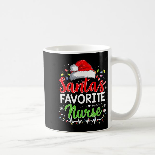 Taza De Café Santa's Favorite Nurse Funny Christmas Nurse Xmas  (Derecha)