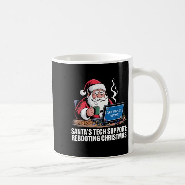 Taza De Café Santa's Tech Suprt_ Rebooting Christmas Funny  (Derecha)