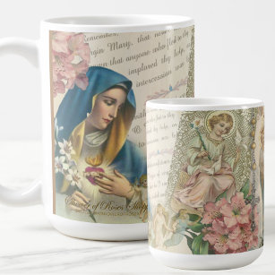 Taza De Café Santísima Virgen María Vintage Rosario Marian