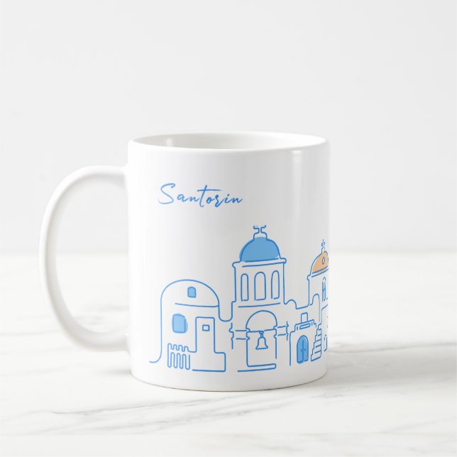 Taza De Café Santorin mug, Souvenir from Greece, hand drawing (Izquierda)
