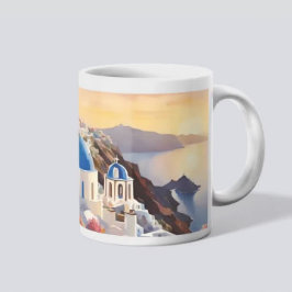 Taza De Café Santorini asombrosa acuarela de arte en Mug