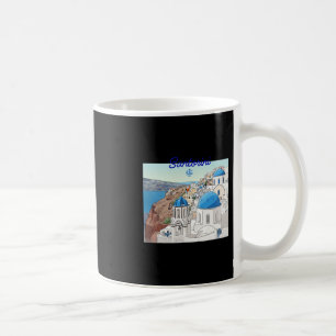 Taza De Café Santorini Grecia Bandera Griega Arte de Vacaciones