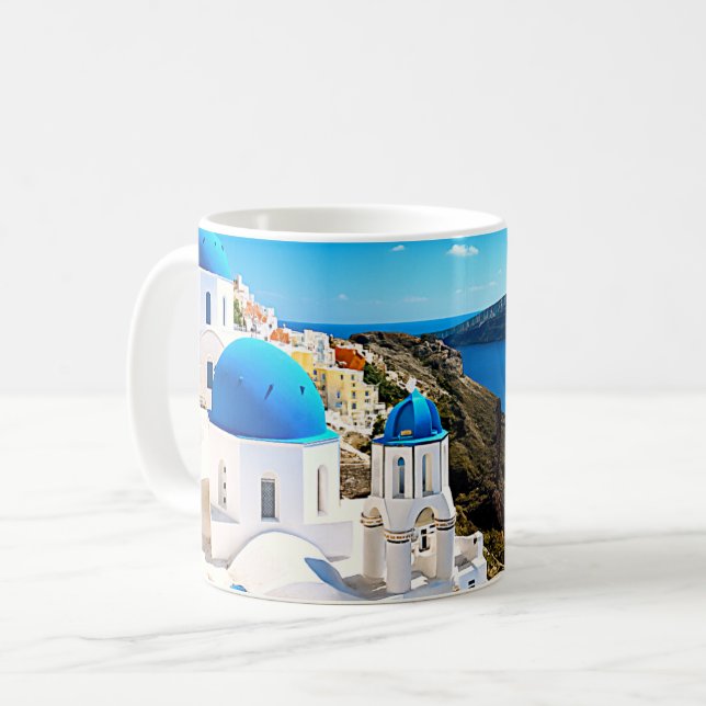 Taza De Café Santorini, Grecia Blue Domes (Anverso izquierdo)
