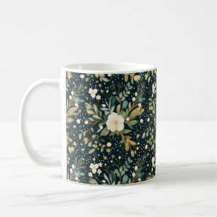 Taza De Café Santuario y Spa de Autocuidado Floral Verde Oscuro
