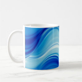 Taza De Café Sapphire Abstract Wave Glow Art