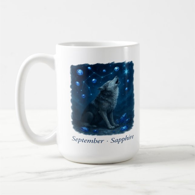 Taza De Café Sapphire de septiembre - Lobo celeste (Izquierda)