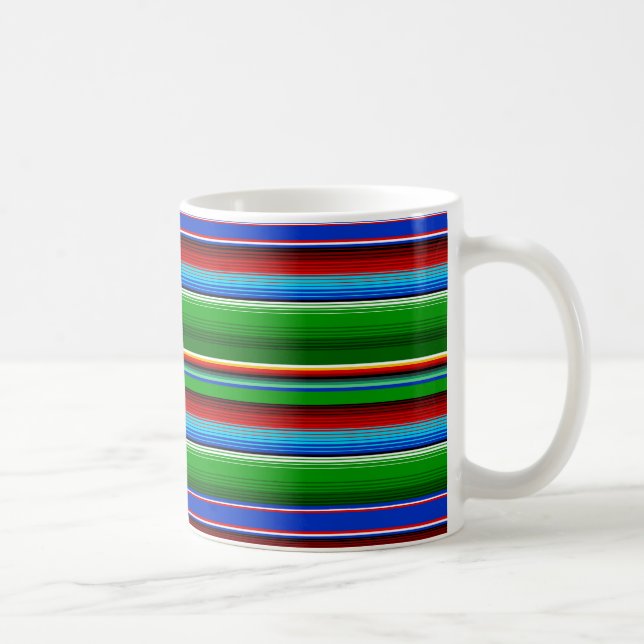 Taza De Café Sarape mexicano azul verde (Derecha)