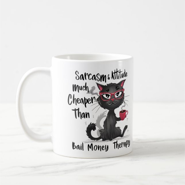 Taza De Café Sarcasm & Attitude Funny Cat Lover Gift  (Izquierda)