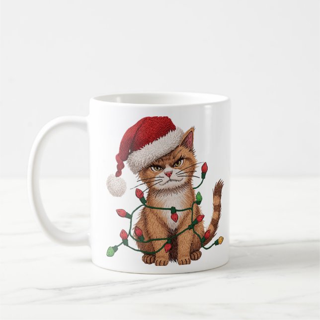 Taza De Café Sarcastic Cat — “Silent Night? Not a Chance (Izquierda)