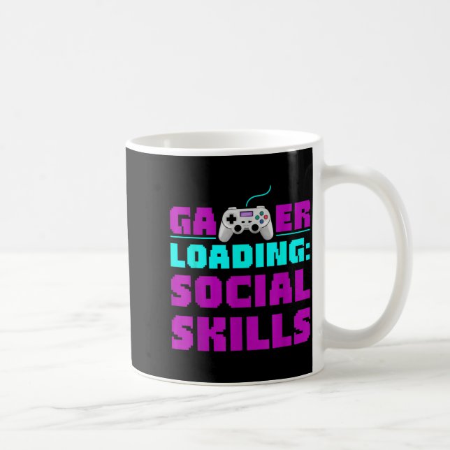 Taza De Café Sarcastic Gamer Loading Social Skills Funny Video  (Derecha)