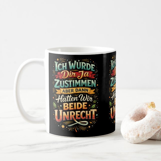 Taza De Café Sarcastic Quote – Bold German Typography (Con donut)