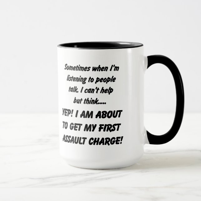 Taza de café sarcástica de la primera acusación de (Derecha)
