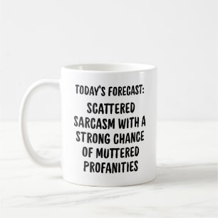 Taza de café sarcástica: un pronóstico diario humo