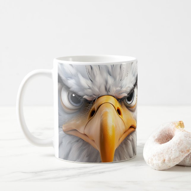Taza De Café Sarcástico águila calva cara a cara (Con donut)