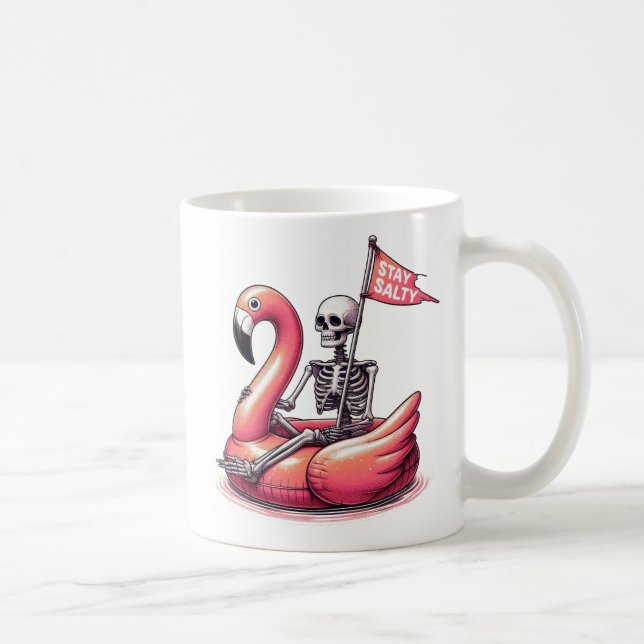 Taza De Café Sarcástico esqueleto sobre flamenco - Permanecer s (Derecha)
