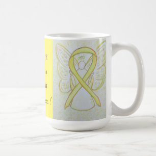 Taza De Café Sarcoma Cinta de sensibilización amarilla Angel Pe