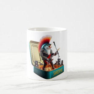 Taza De Café Sardina rebelde punk héroe de la guitarra mala