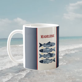 Taza De Café Sardinas Limones Colcha Costera Cuadrada de Parche