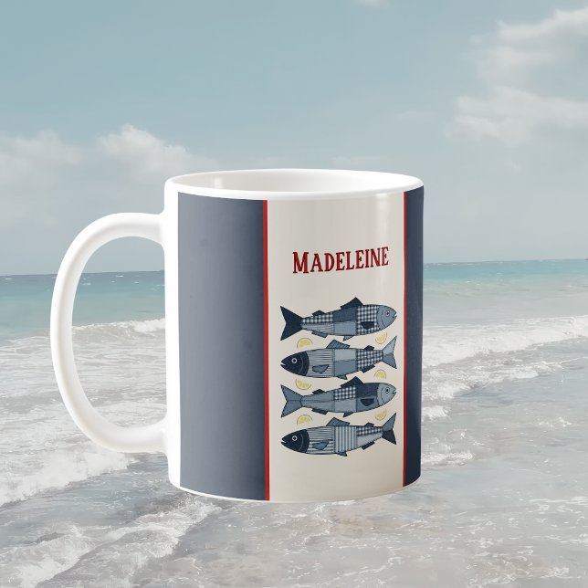Taza De Café Sardinas Limones Colcha Costera Cuadrada de Parche (Subido por el creador)
