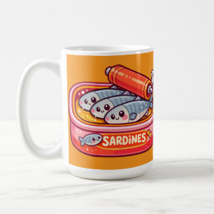 Taza De Café Sardinas Lindas Pueden Rosa Naranja