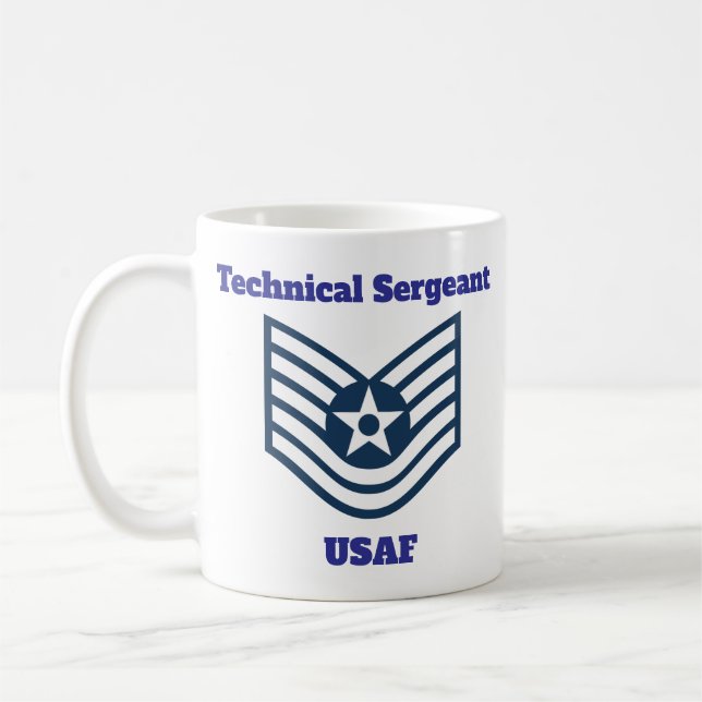 Taza De Café Sargento técnico de la USAF Insignia Coffee Mug (Izquierda)