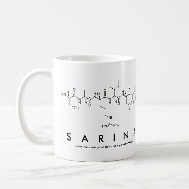 Taza De Café Sarina peptide name mug (Izquierda)